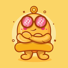 cute yellow bell character mascot with cool expression isolated cartoon in flat style design