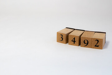 木ブロック　数字　ナンバー　Number　3492