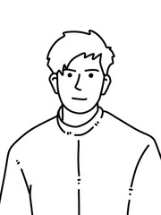 black and white of cute man cartoon for coloring