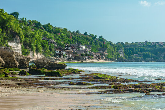 View at the village on the ocean coast