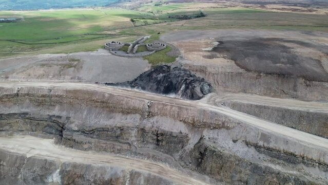 Aerial View Of Coldstones Cut And Hanson Aggregates Quarry In Bewerley, Harrogate, United Kingdom.