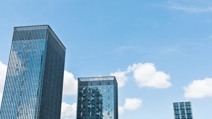 Modern office buildings under blue sky