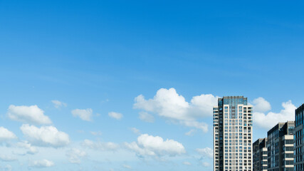 Modern office buildings under blue sky