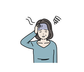 貧血　めまい　立ちくらみに困る中年の女性　病気　症状　フラフラ　イラスト