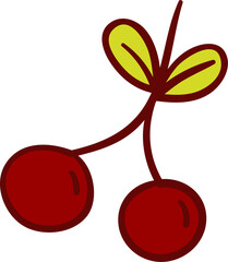 Cherry hand drawn filled outline style