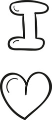 I love sign hand drawn outline style