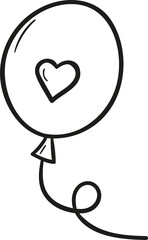 Love balloon hand drawn outline style