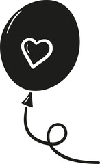 Love balloon hand drawn solid style