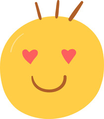 Love emoticon hand drawn flat style