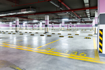 Empty parking garage in modern apartment.