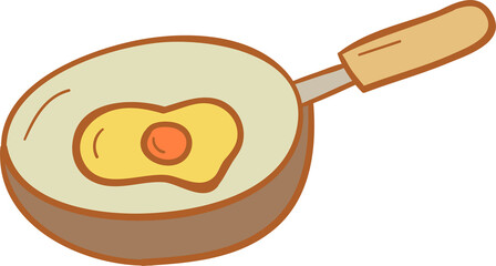 Omelet pan hand draw filled outline icon