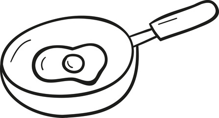 Omelet pan hand drawn outline style