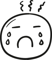 Sad emoticon hand drawn outline style