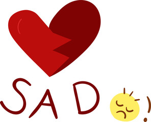 Sad hand drawn flat style