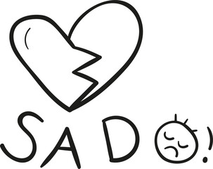 Sad hand drawn outline style