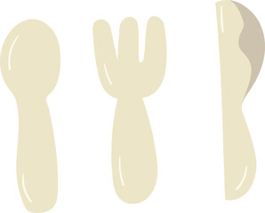 Spoon fork and knife hand drawn flat style