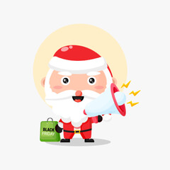 Cute Santa claus with megaphone black friday discount