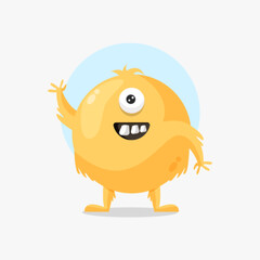 Cute yellow monster cartoon illustration