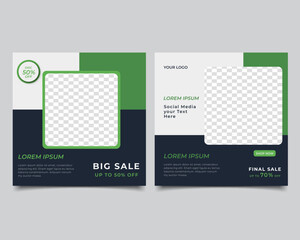 Set of Editable minimal square banner template. social media post sale template. Vector illustration