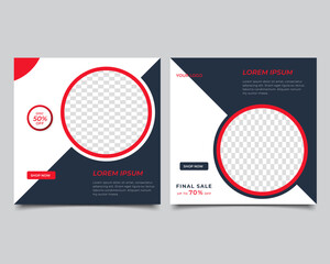 Set of Editable minimal square banner template. social media post sale template. Vector illustration