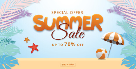 Summer Sale banner. Trendy texture. Season vocation, weekend.