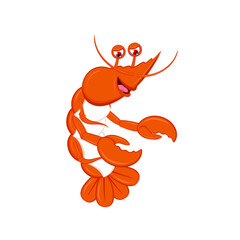 Cartoon lobster on a white background