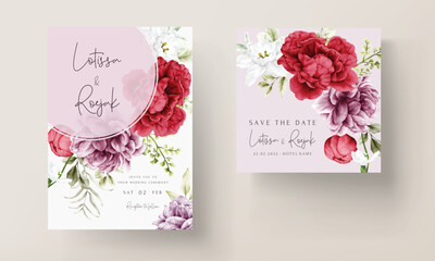 watercolor blooming floral wedding invitation template