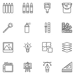 Design Tools Line Icon Set Vector