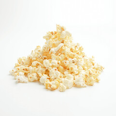 pile of popcorn on a white background