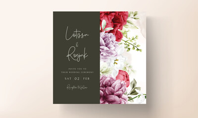 watercolor blooming floral wedding invitation template