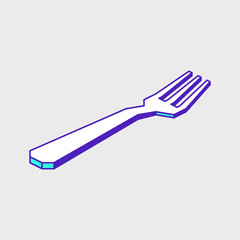 Fork isometric vector icon illustration
