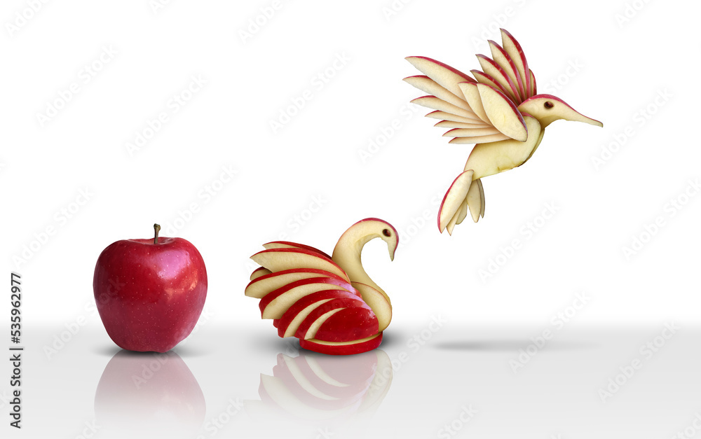 Wall mural creative development success transformation and transform to succeed or improving concept as a red a