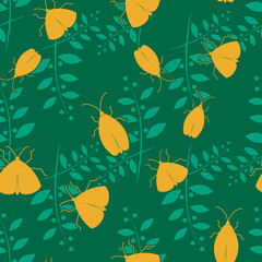 Seamless Pattern with Bugs Insects for Wallpaper, Background or Textile.