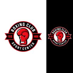 boxing vector graphic template. sport boxer illustration in badge style.