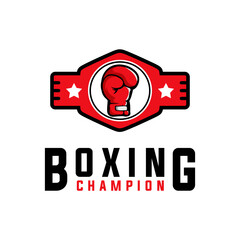 boxing vector graphic template. sport boxer illustration in badge style.