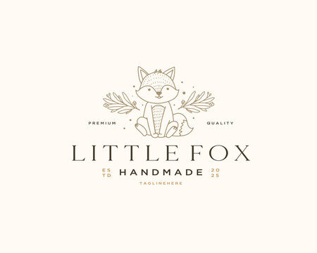 Little Fox Logo, hand drawn fox vector