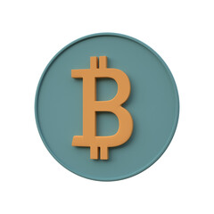 Bitcoin 3D icon isolated on transparent background