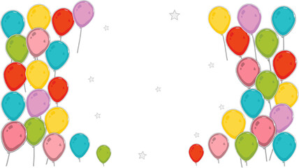 Festive colorful balloons and stars in paper cut style. Vector illustration