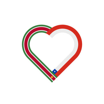 recommend clip art: friendship concept. heart ribbon icon of suriname and chile flags. vector illustration isolated on white background