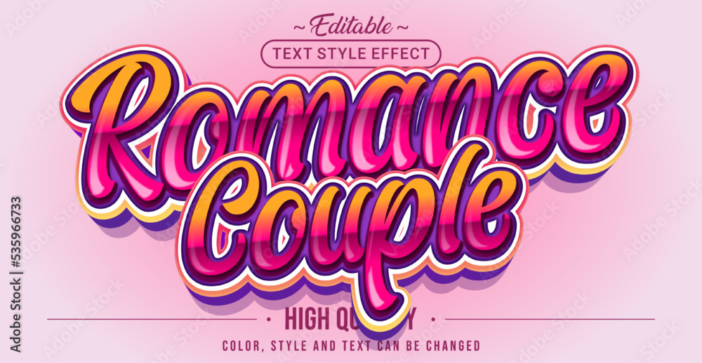 Poster editable text style effect - romance couple text style theme.