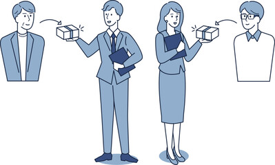 一人のクライアントから手数料をもらう男性と女性（片手仲介）