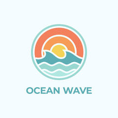 ocean waves vector graphic template. beach theme wave sun illustrations.