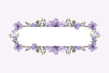 Purple Watercolor Flower Frame Arrangement