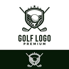 golf badge vector illustration. sport graphic template in emblem style.