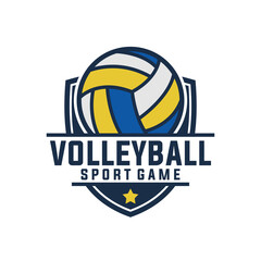 volleyball badge vector template. sport volley graphic illustration in emblem badge patch style.