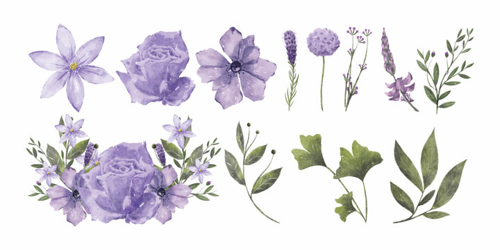Purple Watercolor Flowers Background | Best Flower Site
