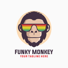 monkey portrait mascot vector template. animal ape chimpanzee gorilla graphic illustration.