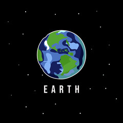 Earth planet vector graphic template. galaxy space objects illustration. 