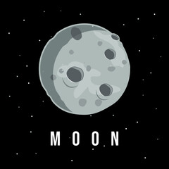 Moon satellite vector graphic template. galaxy space objects illustration. 