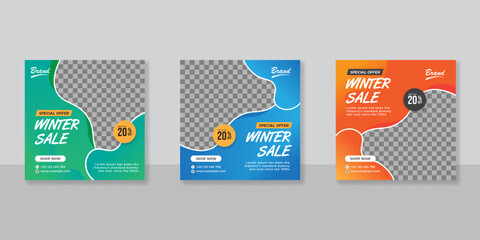 Winter sale social media banner template